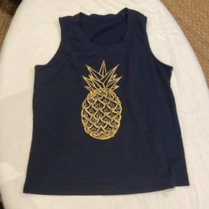 Navy Pineapple sleeveless top
